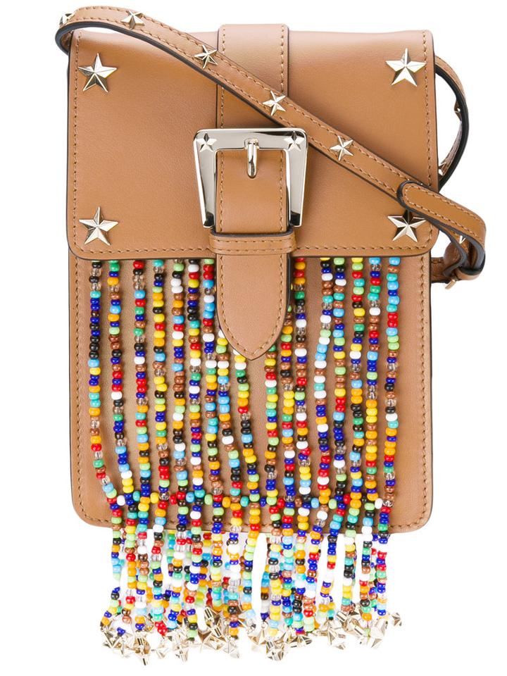 Red Valentino - Studded Bead Detail Crossbody Bag - Women - Calf Leather - One Size, Women's, Brown, Calf Leather