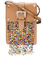 Red Valentino - Studded Bead Detail Crossbody Bag - Women - Calf Leather - One Size, Women's, Brown, Calf Leather