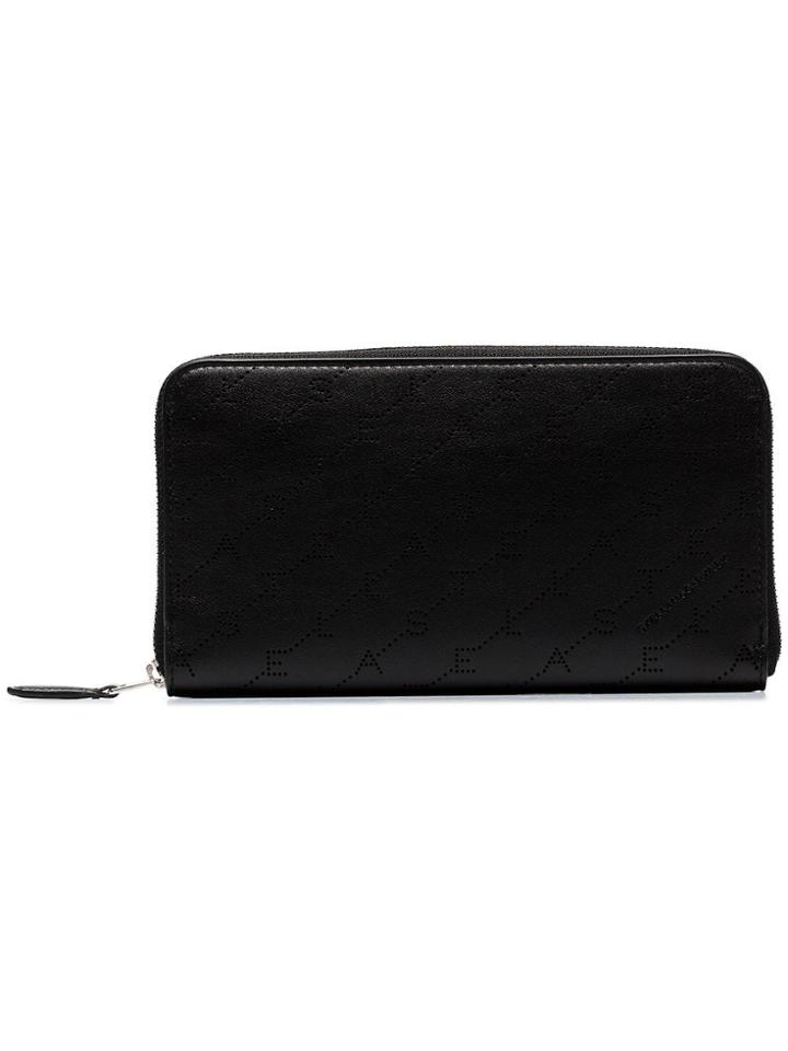 Stella Mccartney Black Logo Print Zip Wallet