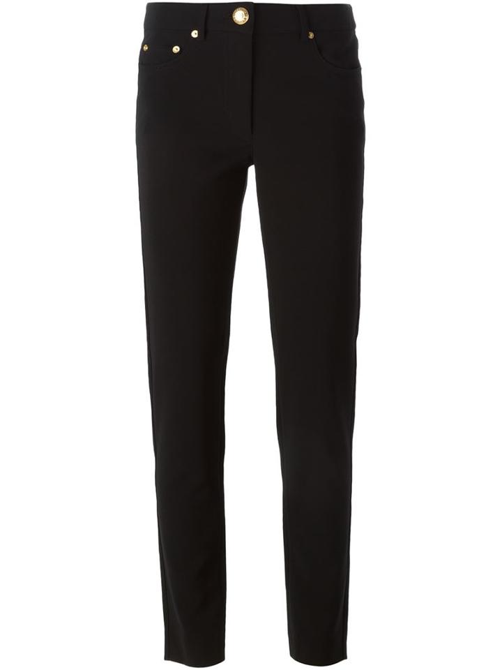 Moschino Straight Leg Trousers, Women's, Size: 46, Black, Polyester/triacetate
