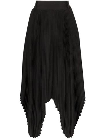 Hyke Pleated Handkerchief Hem Midi Skirt - Black