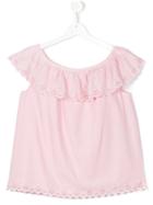 Ralph Lauren Kids Eyelet Off The Shoulder Top, Girl's, Size: 14 Yrs, Pink/purple