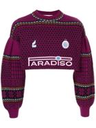 Ground Zero Cropped Printed Sweater - Purple