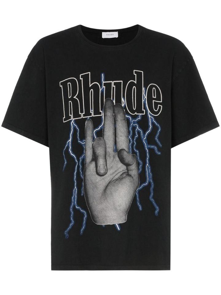 Rhude Shoker Hand-print T-shirt - Black