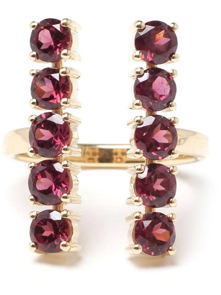 Ileana Makri 18kt Gold And Rodolite 'deco Column' Ring