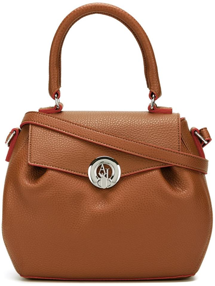 Armani Jeans Flap Closure Medium Tote, Women's, Nude/neutrals