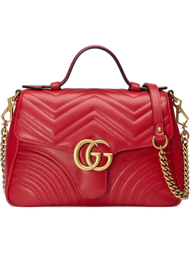 Gucci Gg Marmont Small Top Handle Bag - Red