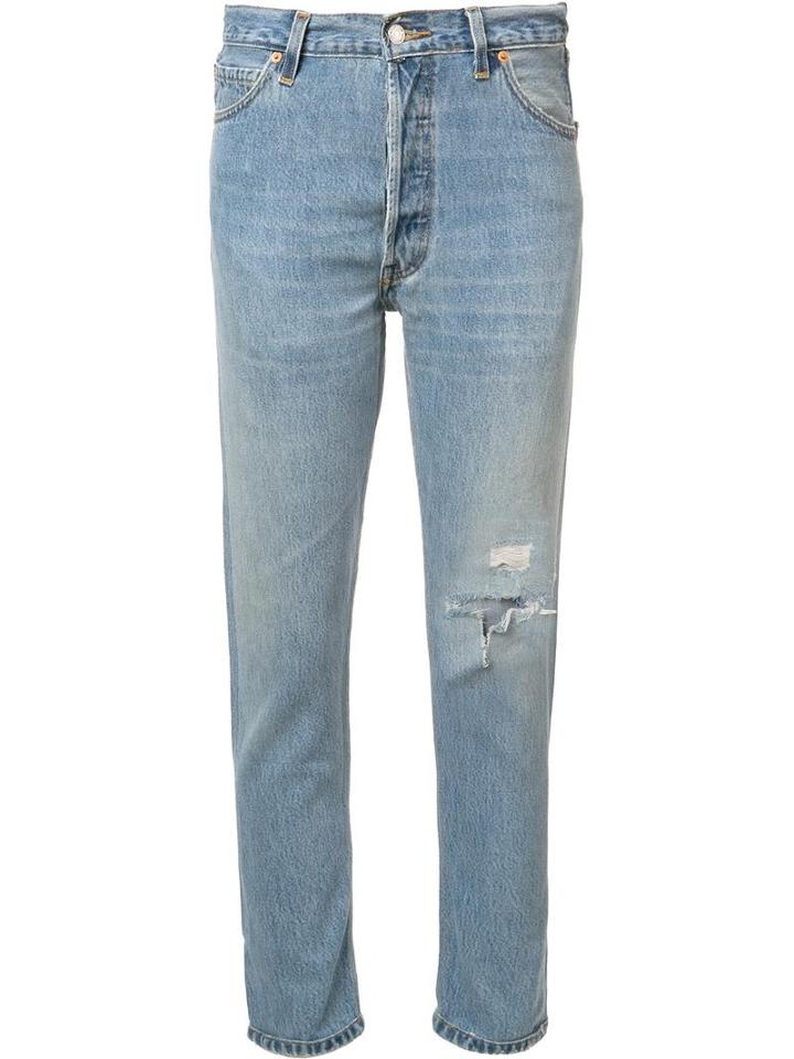 Re/done High-rise Cropped 'non-destruction' Jeans, Women's, Size: 28, Cotton