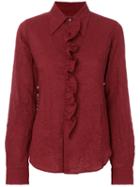 Romeo Gigli Pre-owned Ruffled Placket Shirt - Red
