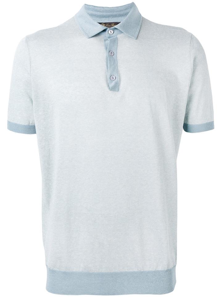 Loro Piana - Two-tone Polo Shirt - Men - Silk/linen/flax - L, Blue, Silk/linen/flax