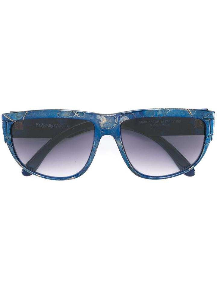 Yves Saint Laurent Vintage Rectangular Frame Sunglasses, Women's, Blue