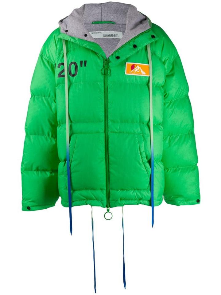 Off-white Multicoloured Strings Padded Jacket - Green