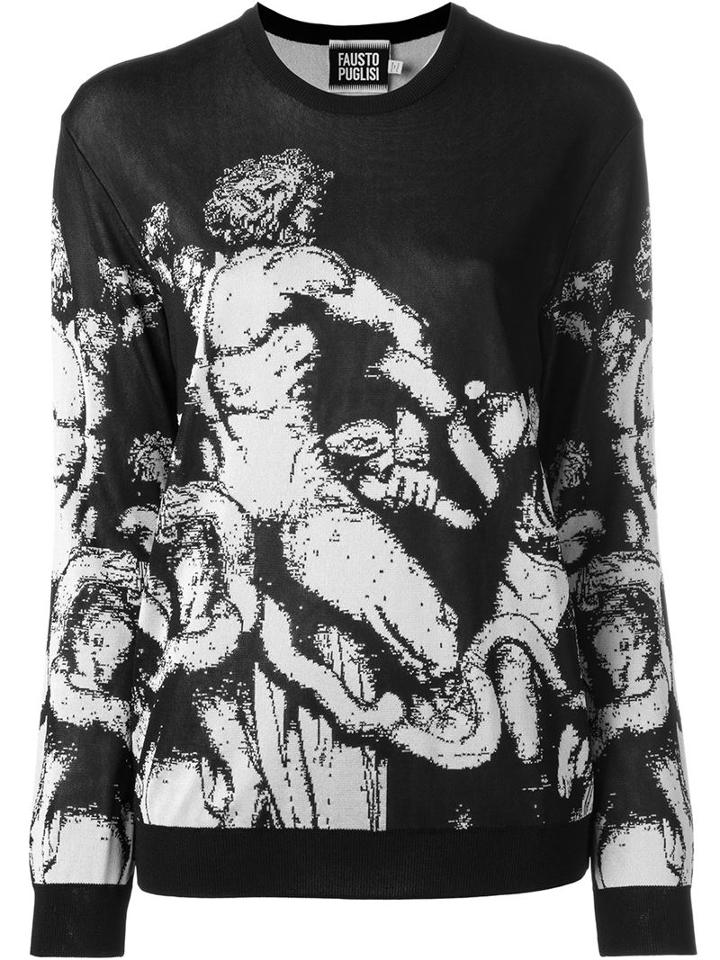 Fausto Puglisi Sculpture Print Cuff Detail Sweatshirt