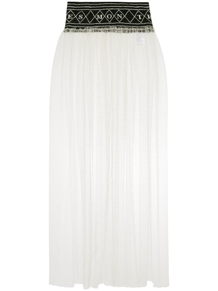 Tu Es Mon Trésor Smocked Satin Belt Apron Skirt - Nude & Neutrals