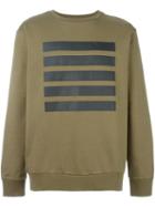 Palm Angels Stripe Print Sweatshirt, Men's, Size: Large, Green, Cotton