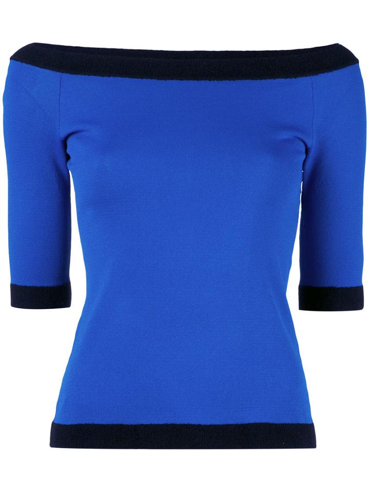 Boutique Moschino - Boat Neck Jumper - Women - Polyamide/rayon - 40, Women's, Blue, Polyamide/rayon