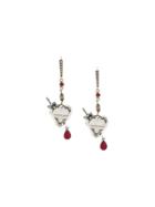 Alexander Mcqueen Heart And Dagger Drop Earrings - Metallic
