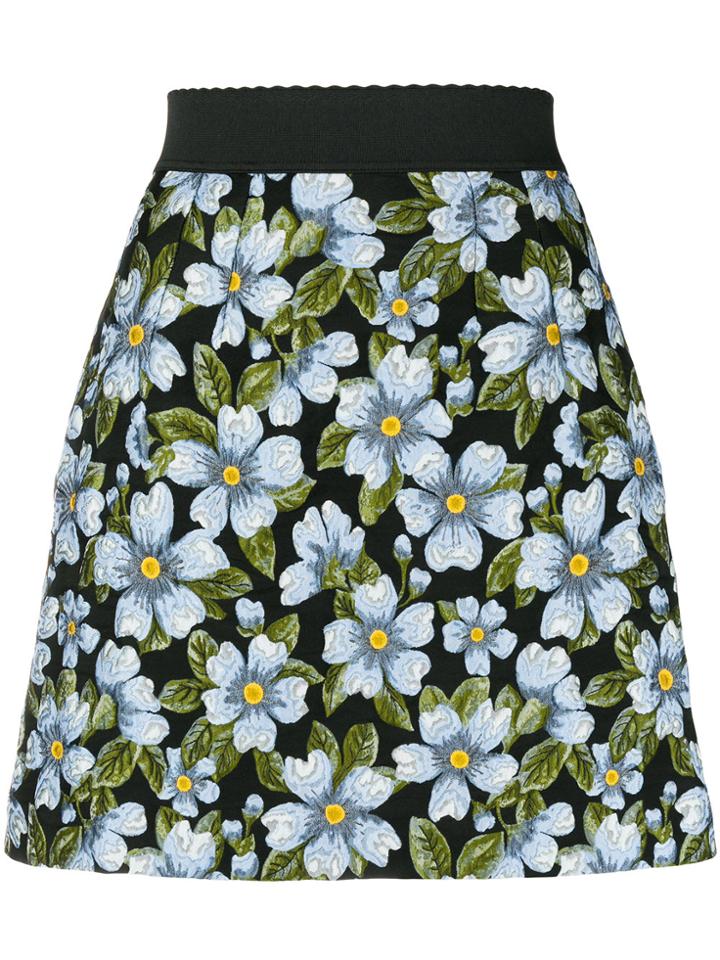Dolce & Gabbana Jacquard Floral Skirt - Black