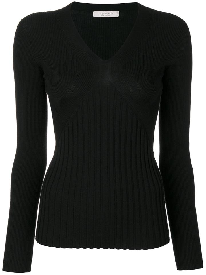 D.exterior V-neck Jumper - Black