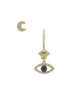 Apm Asymmetric Lucky Eye Earrings - Gold