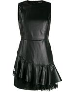 Ermanno Ermanno Faux-leather Ruffle Dress - Black