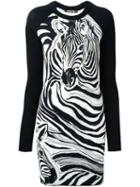 Roberto Cavalli Zebra Print Dress, Women's, Size: 46, Black, Polyamide/spandex/elastane/viscose/virgin Wool