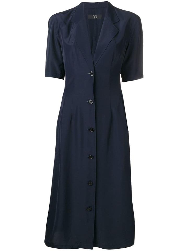 Yohji Yamamoto Vintage Pleated Midi Dress - Blue