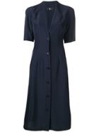 Yohji Yamamoto Vintage Pleated Midi Dress - Blue