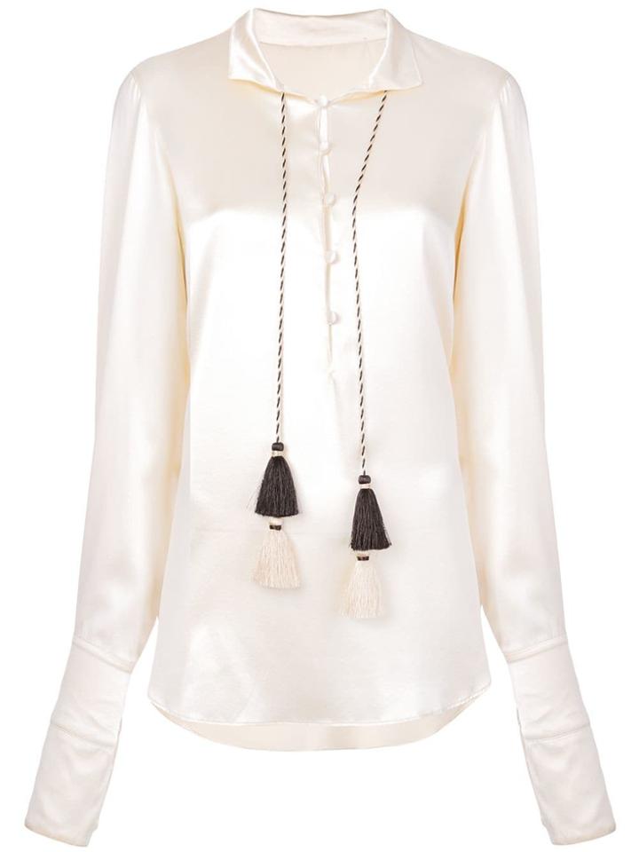Oscar De La Renta Tassel Detail Blouse - White