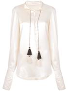 Oscar De La Renta Tassel Detail Blouse - White