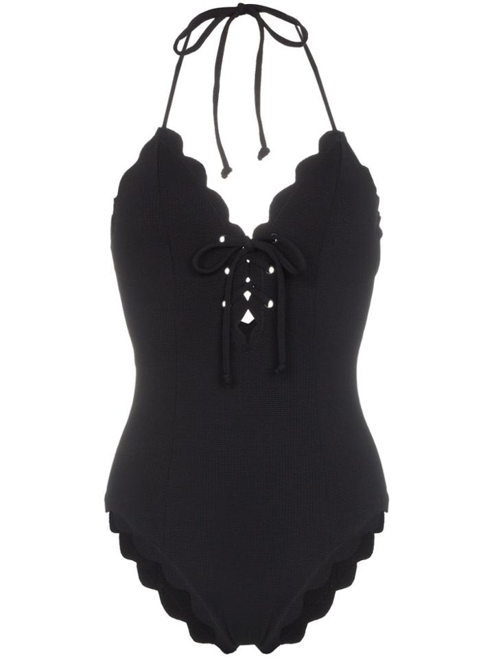 Marysia Broadway Lace-up Halterneck Swimsuit - Black