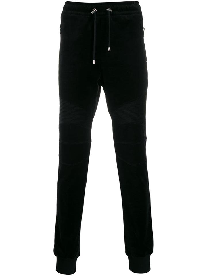 Balmain Biker Velour Track Pants - Black