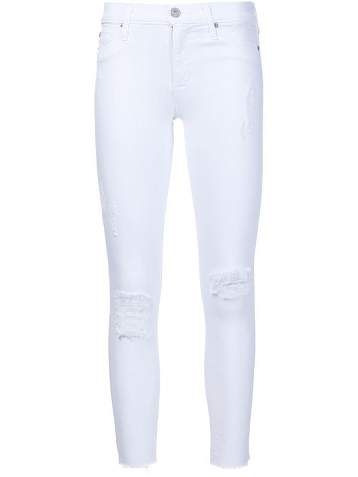 Hudson Cropped Skinny Jeans, Women's, Size: 27, White, Cotton