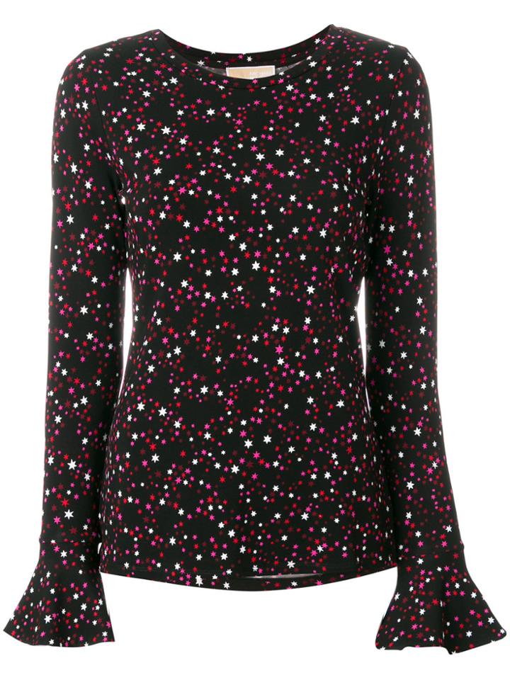 Michael Michael Kors Star Print Bell Sleeve Top - Black