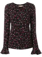 Michael Michael Kors Star Print Bell Sleeve Top - Black