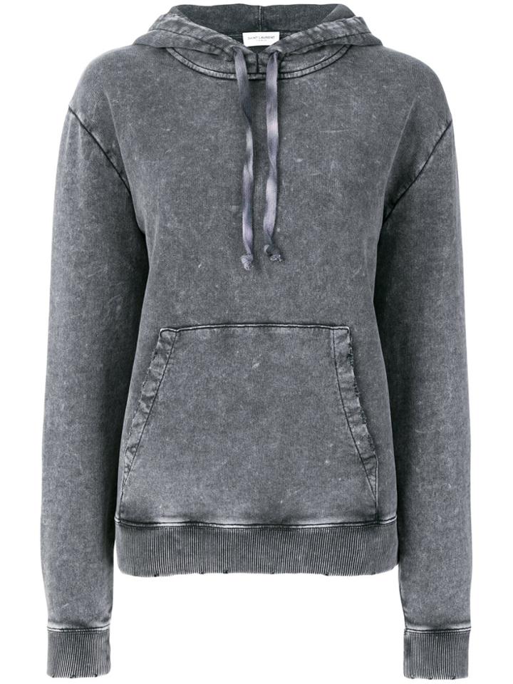 Saint Laurent Faded Look Hoodie - Grey