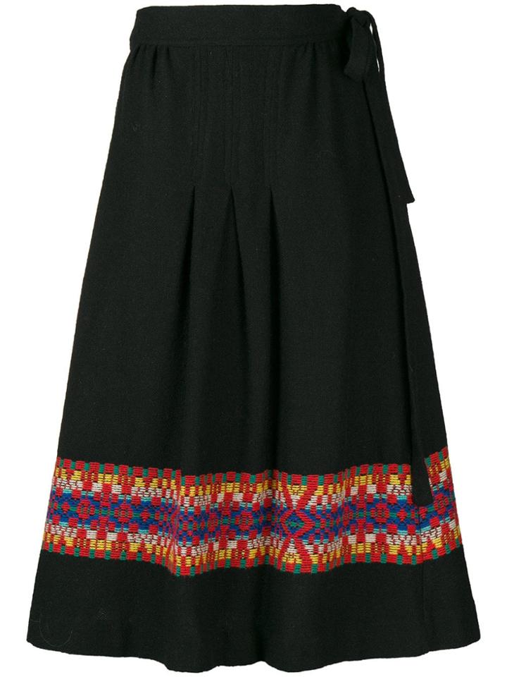 William Vintage 1975 Aztec Wrap Skirt - Black