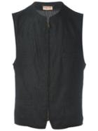 Romeo Gigli Vintage Zip Front Waistcoat, Men's, Size: 48, Black