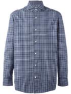 Borrelli Checked Pattern Shirt, Men's, Size: 38, Blue, Cotton