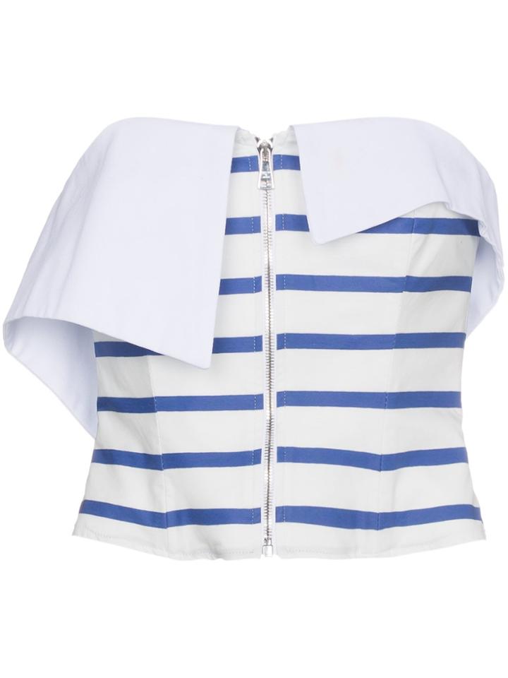 Natasha Zinko Strapless Stripe Zip Top - Blue
