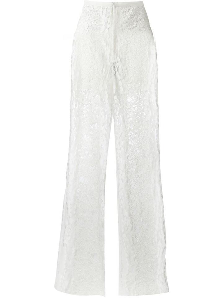 Elie Saab Floral Lace Trousers, Women's, Size: 36, White, Cotton/polyamide/spandex/elastane/silk