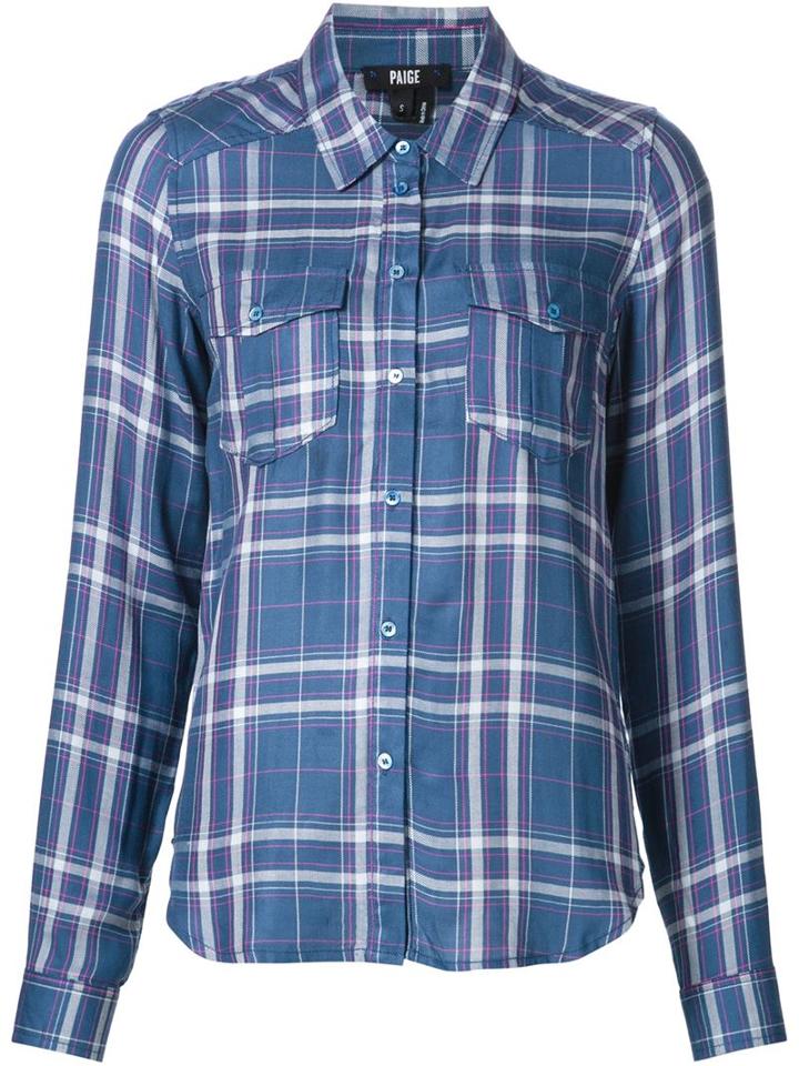 Paige Mya Plaid Shirt, Women's, Size: S, Blue, Viscose