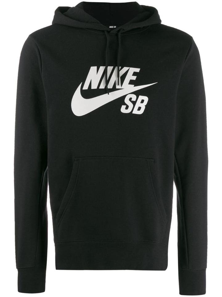 Nike Swoosh Print Hoodie - Black