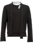 Aganovich Tied Neck Sweatshirt, Men's, Size: 50, Black, Cotton