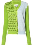 Maison Margiela Contrast Pattern Cardigan, Women's, Size: Large, Green, Cotton