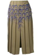 Marco De Vincenzo - Bow Applique Pleated Skirt - Women - Polyester - 42, Green, Polyester