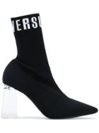 Versus Transparent Heel Sock Boots - Black