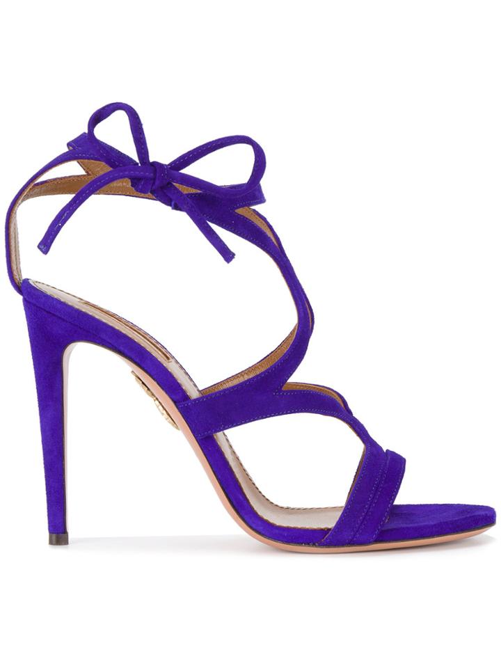 Aquazzura Violet Suede Aurelie 110 Sandals - Blue