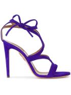 Aquazzura Violet Suede Aurelie 110 Sandals - Blue