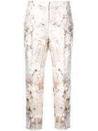 Alexander Mcqueen Cropped Floral Print Trousers - Neutrals